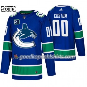 Vancouver Canucks Custom 50th Anniversary Adidas 2019-2020 Blauw Authentic Shirt - Kinderen